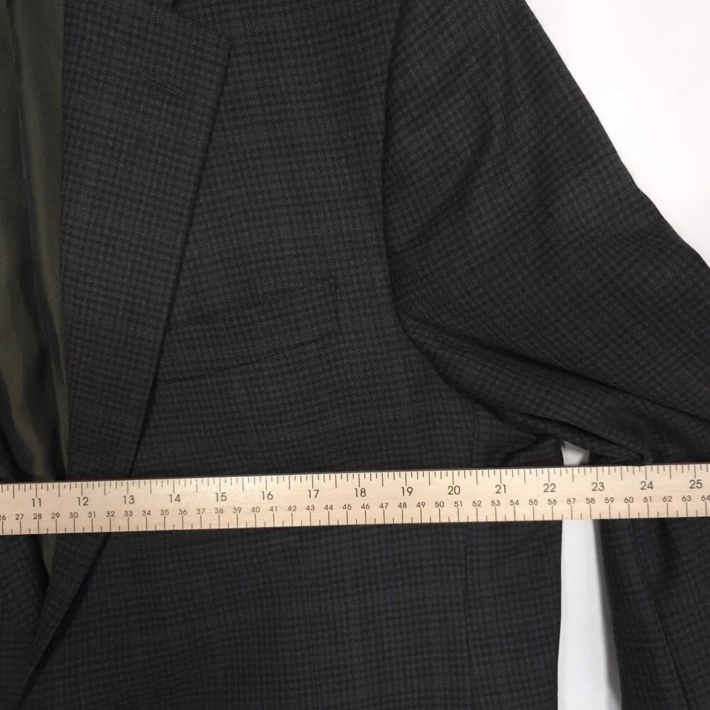 HICKEY FREEMAN Est 1899 USA Wool Blazer Jacket Sport Coat Brown Check 44L Beacon